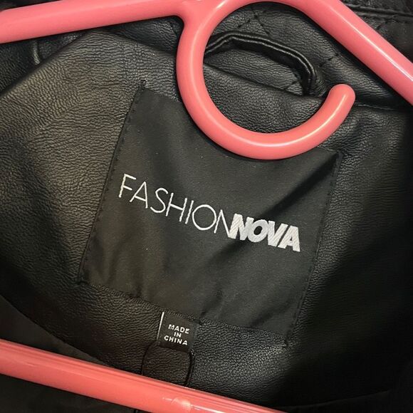NWT Black Moto Jacket Faux Leather Sz L - Picture 7 of 10